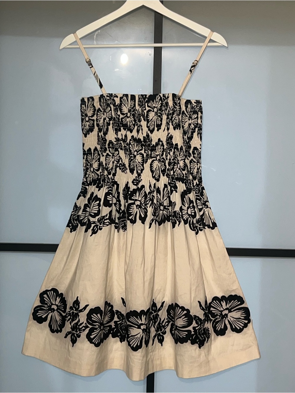 Black Floral Smocked Spaghetti-Strap Women's Top